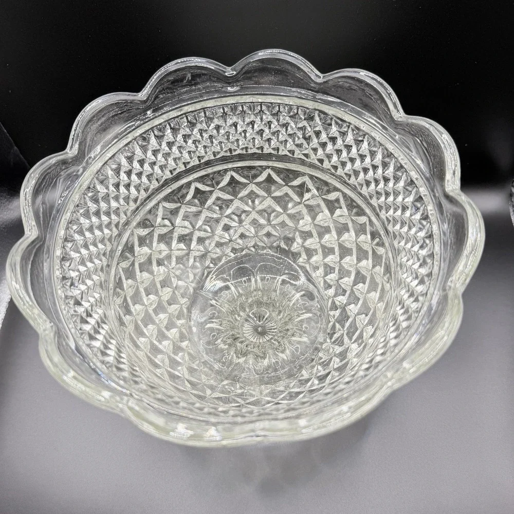 Vintage Anchor Hocking Wexford Centerpiece Bowl Footed, Pressed Glass, MCM